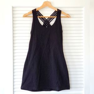 Black Tunic Long Tank Stretchy Yoga Bra Top Paramita Designs NWOT